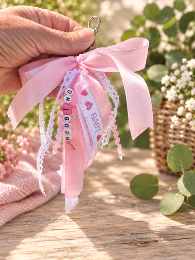 Here comes the bride Ribbon Key/Bag Chain, can be personalised 10.00