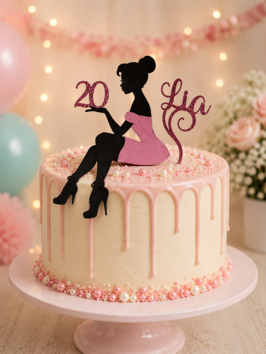 Lady On Cake Topper with Name & Age £5.99 Lady on cake topper